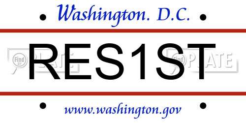 RES1ST District Of Columbia License Plate