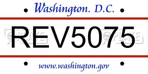 REV5075 District Of Columbia License Plate