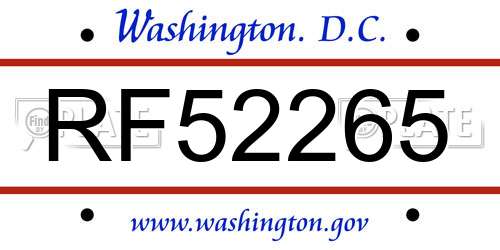 RF52265 District Of Columbia License Plate