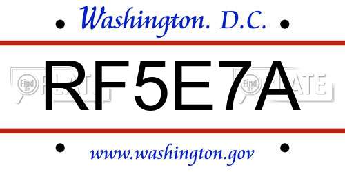 RF5E7A District Of Columbia License Plate