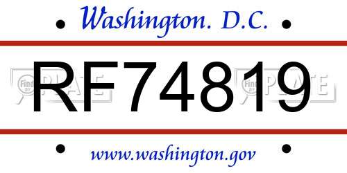 RF74819 District Of Columbia License Plate