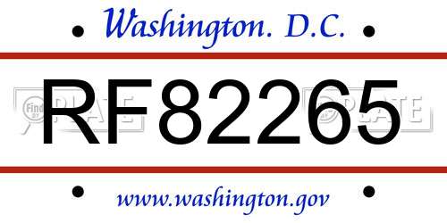RF82265 District Of Columbia License Plate