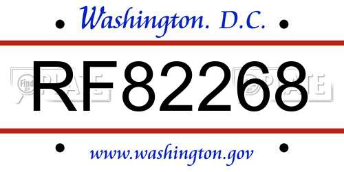 RF82268 District Of Columbia License Plate