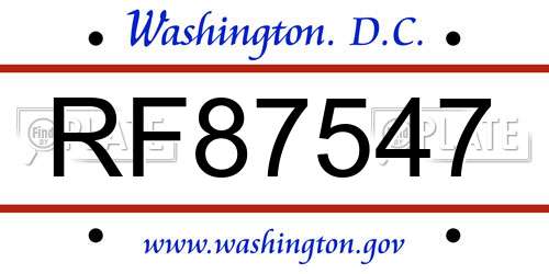 RF87547 District Of Columbia License Plate