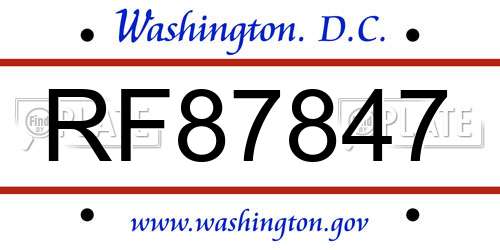 RF87847 District Of Columbia License Plate