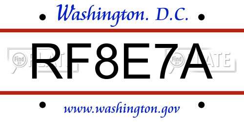 RF8E7A District Of Columbia License Plate