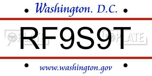 RF9S9T District Of Columbia License Plate