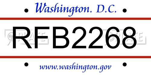 RFB2268 District Of Columbia License Plate