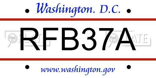 RFB37A District Of Columbia License Plate