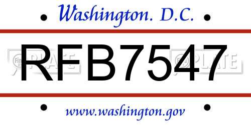 RFB7547 District Of Columbia License Plate