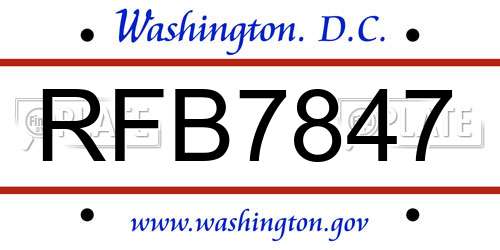 RFB7847 District Of Columbia License Plate