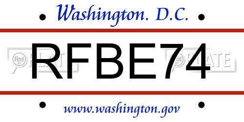 RFBE74 District Of Columbia License Plate