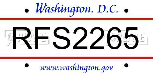 RFS2265 District Of Columbia License Plate