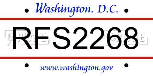 RFS2268 District Of Columbia License Plate