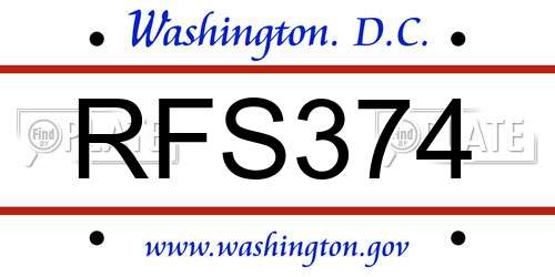 RFS374 District Of Columbia License Plate