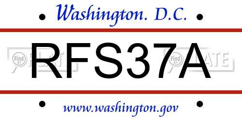 RFS37A District Of Columbia License Plate