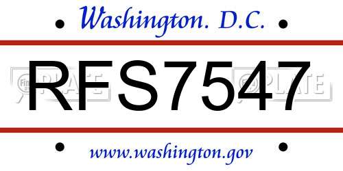 RFS7547 District Of Columbia License Plate