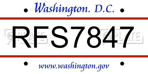 RFS7847 District Of Columbia License Plate