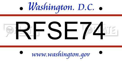RFSE74 District Of Columbia License Plate