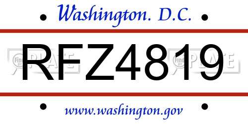 RFZ4819 District Of Columbia License Plate