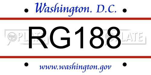 RG188 District Of Columbia License Plate