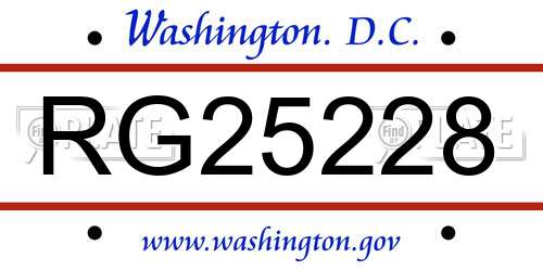 RG25228 District Of Columbia License Plate