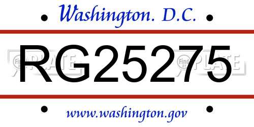 RG25275 District Of Columbia License Plate