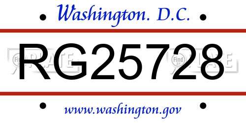 RG25728 District Of Columbia License Plate