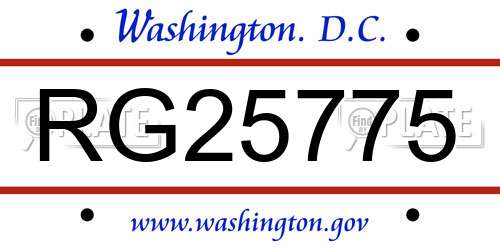 RG25775 District Of Columbia License Plate