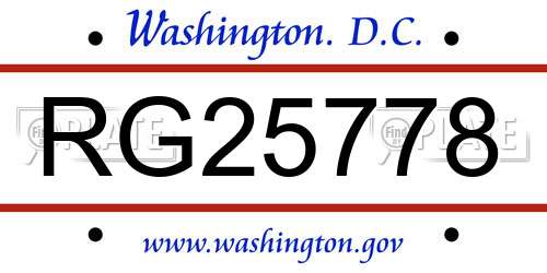 RG25778 District Of Columbia License Plate