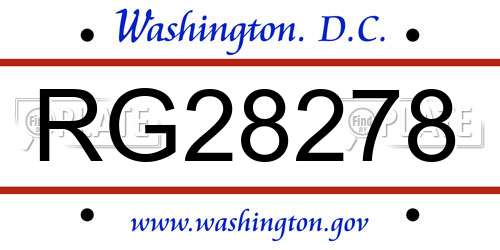 RG28278 District Of Columbia License Plate