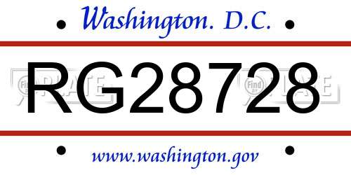 RG28728 District Of Columbia License Plate