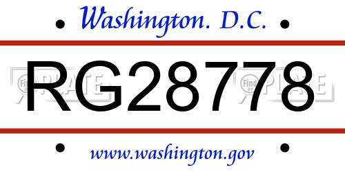 RG28778 District Of Columbia License Plate