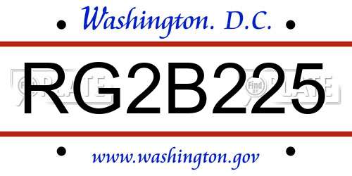 RG2B225 District Of Columbia License Plate