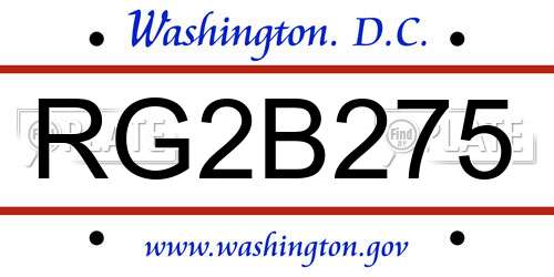RG2B275 District Of Columbia License Plate