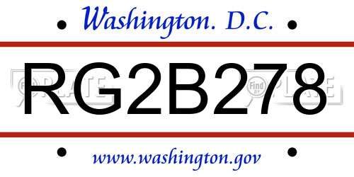RG2B278 District Of Columbia License Plate
