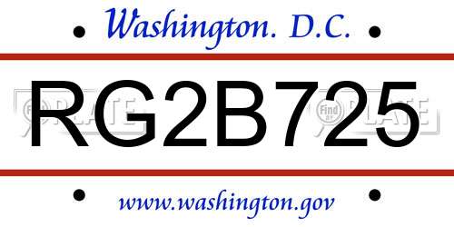 RG2B725 District Of Columbia License Plate