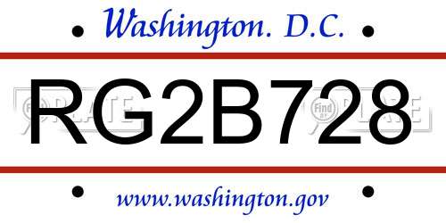 RG2B728 District Of Columbia License Plate