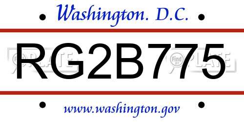 RG2B775 District Of Columbia License Plate