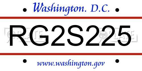 RG2S225 District Of Columbia License Plate