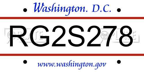 RG2S278 District Of Columbia License Plate