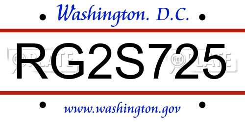 RG2S725 District Of Columbia License Plate