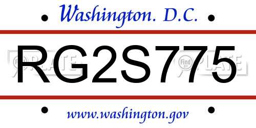 RG2S775 District Of Columbia License Plate