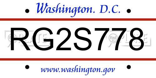 RG2S778 District Of Columbia License Plate