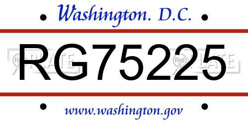 RG75225 District Of Columbia License Plate