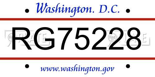 RG75228 District Of Columbia License Plate