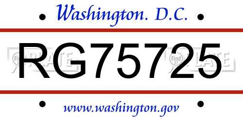 RG75725 District Of Columbia License Plate