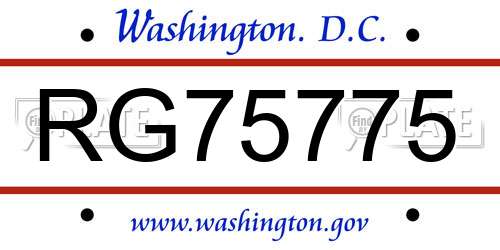 RG75775 District Of Columbia License Plate