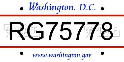 RG75778 District Of Columbia License Plate