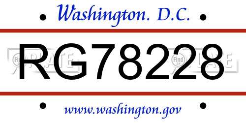 RG78228 District Of Columbia License Plate